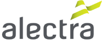 Alectra logo with a green flag on a white background