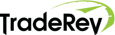 TradeRev logo with a green swoosh design