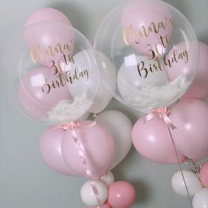 BUBBLE BALLOON FILLED + BOUQUET $100